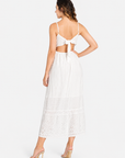 Women's Casual Eyelet Embroidered Maxi Dress  Spaghetti Strap Tie Back Cotton Summer Dress