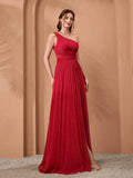Women's One-Shoulder Mermaid Lace Chiffon Gown – Elegant Wedding Guest & Bridesmaid Dress
