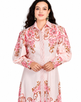 Women's Vintage Floral Geometric Print Button Down Midi Shirt Dress  Long Sleeve Collared Spring Summer Dress